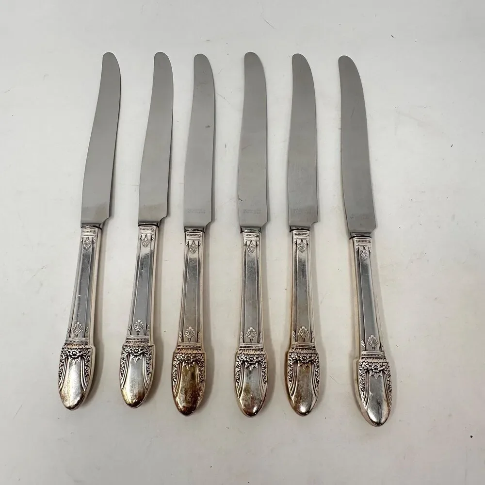 1847 Rogers Bros First Love Silverplate Dinner Knives Hollow Handle Set of 6